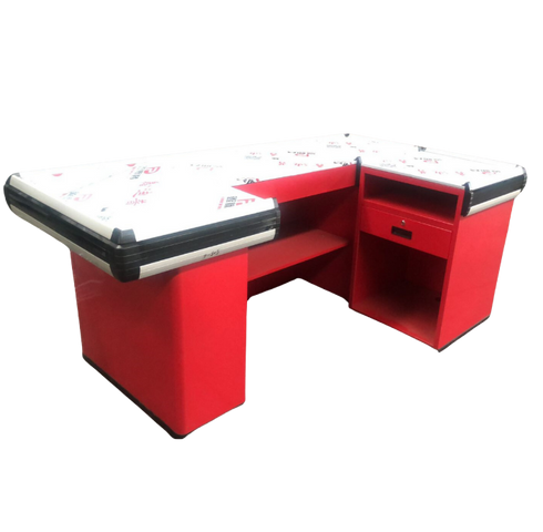 RIGHT HAND COUNTER RED AND WHITE - L SHAPED