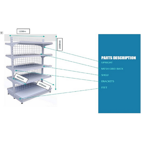 WHITE 2.0M X 1.2M X W/MESH GRID - DOUBLE SIDED COMPLETE UNIT